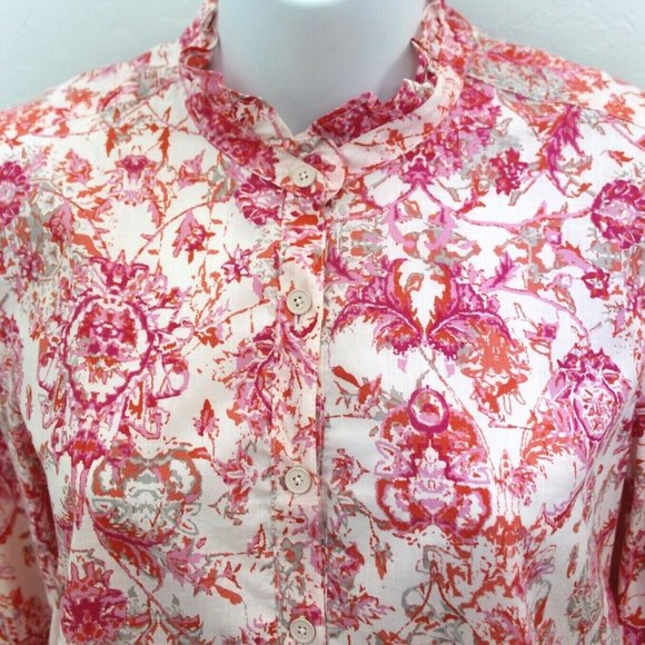 Rebecca Taylor Floral Ruffle Long Sleeve Dreamweaver Voile Blouse Size 6 - Picture 3 of 8